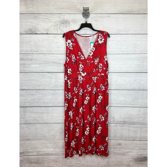 41 Hawthorn Plus Size Adelina Red Floral V-Neck Sleeveless Dress Size 3X - Picture 1 of 9